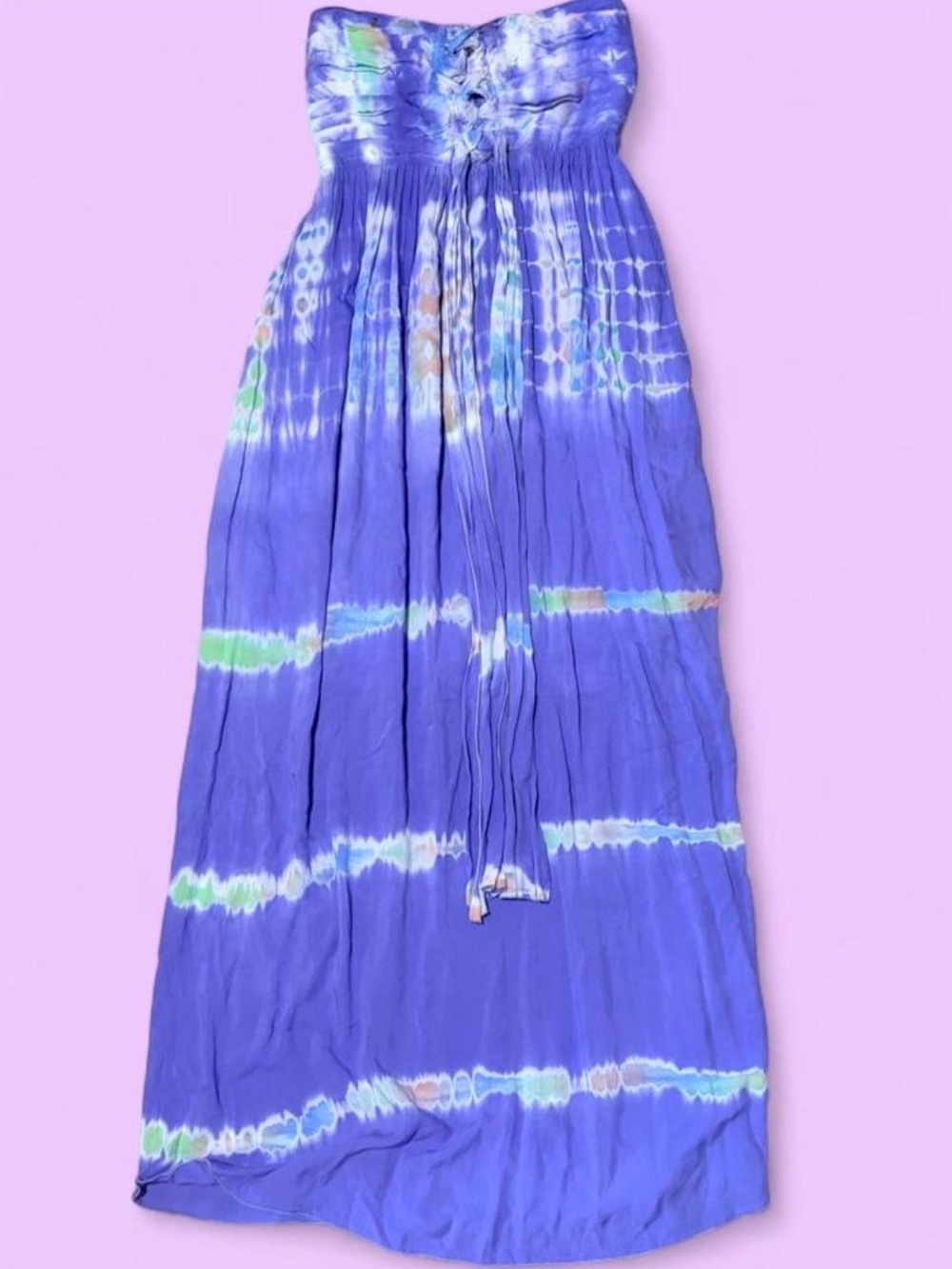 Strapless Tie-Dye Maxi Skirt in Purple